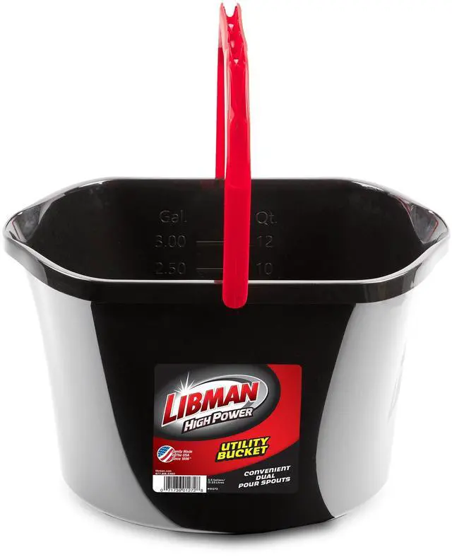 Alt view image 5 of 6 - Libman High Power Utility Bucket 3.5 Gallon Black Polypropylene with Ergonomic Handle
