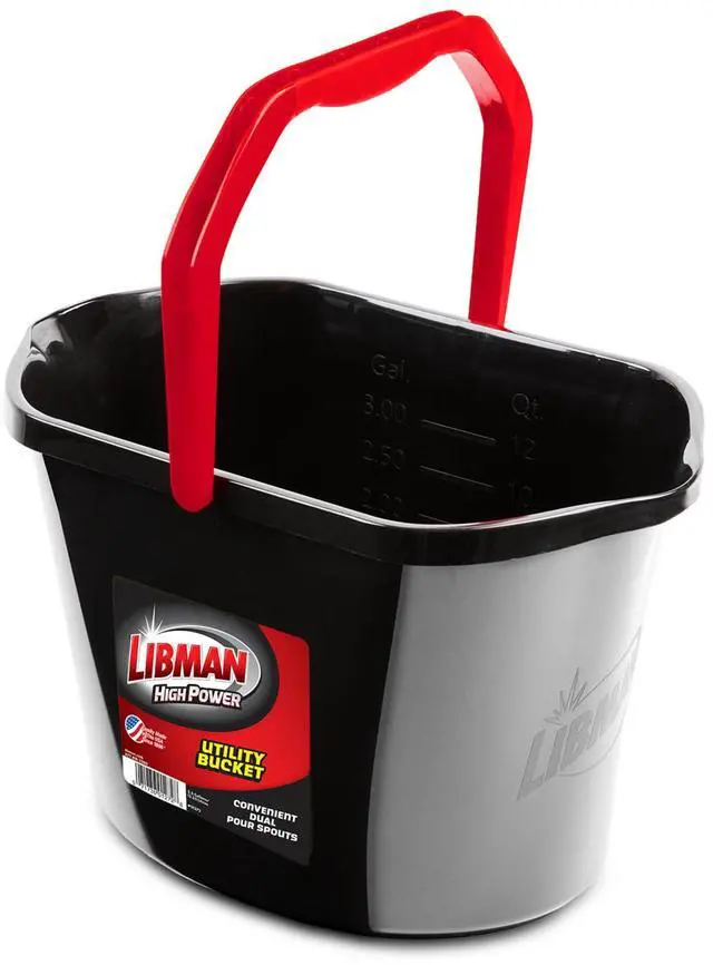 Alt view image 6 of 6 - Libman High Power Utility Bucket 3.5 Gallon Black Polypropylene with Ergonomic Handle