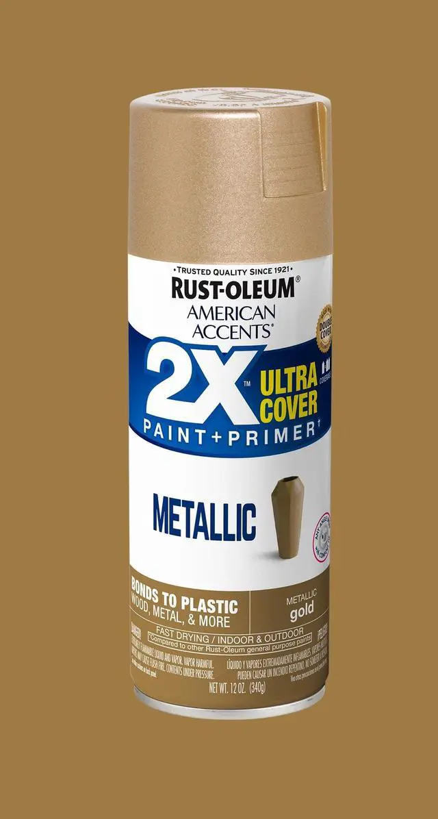 Main image of Gold, Rust-Oleum American Accents 2X Ultra Cover Metallic Spray Paint-327909, 12 oz