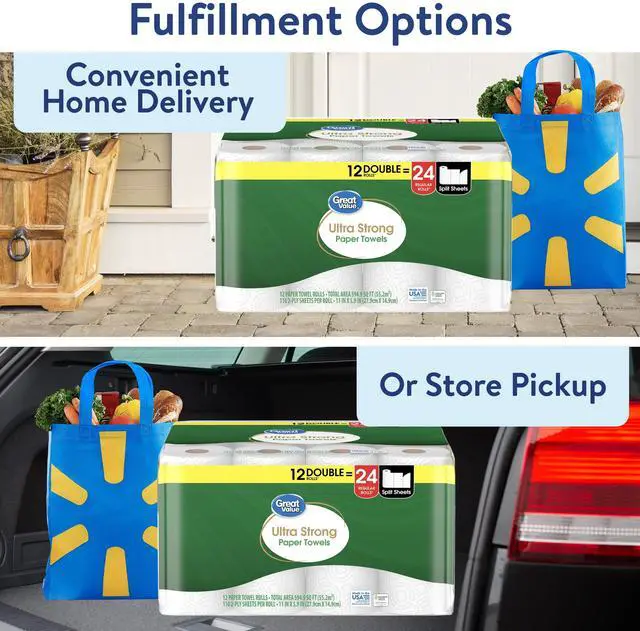 Alt view image 4 of 6 - Great Value Ultra Strong Paper Towels, White, 12 Double Rolls, 1320 Sheets
