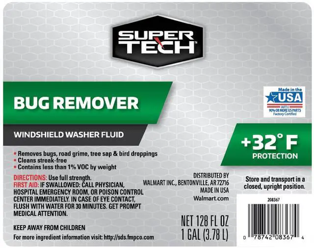 Alt view image 4 of 5 - Super Tech Bug Remover with Rain Repeller Green Windshield Washer Fluid, 1 Gallon