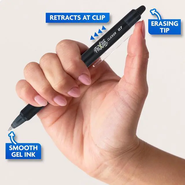 Alt view image 3 of 6 - Pilot Frixion Clicker Erasable Gel Pens, Fine Point, Black Ink, 3 Count