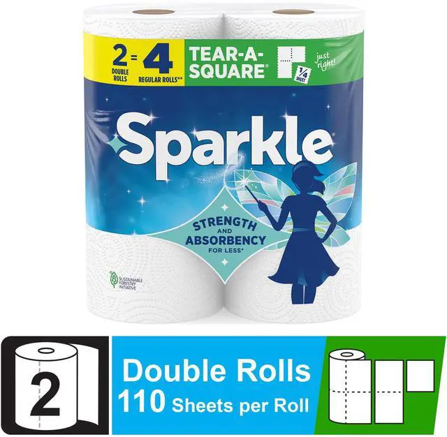 Main image of Sparkle Tear-A-Square Paper Towels, 2 Double Rolls, 110 Sheets per Roll