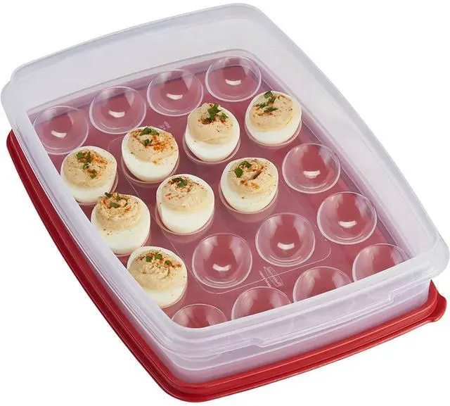 Main image of Rubbermaid Egg Keeper Food Storage Container, Clear/Red, 1 Count