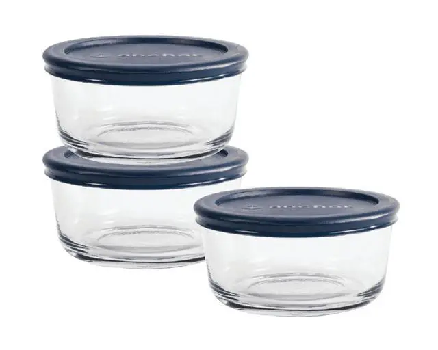 Alt view image 2 of 6 - Anchor Hocking Glass Food Storage Containers with Lids, 2 Cup Round, Set of 3