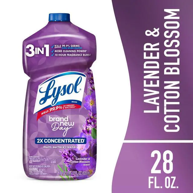 Alt view image 2 of 5 - Lysol All Purpose Cleaner, 2X Concentrated Multi-Surface Disinfectant Floor Cleaner for Mopping Solution, for Bathroom & Kitchen, Lavender & Cotton Blossom, 28 fl oz