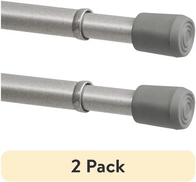 Main image of (2 pack) Mainstays Adjustable Spring Tension Curtain Rod, 7/16 in, 18-28 in, Chrome