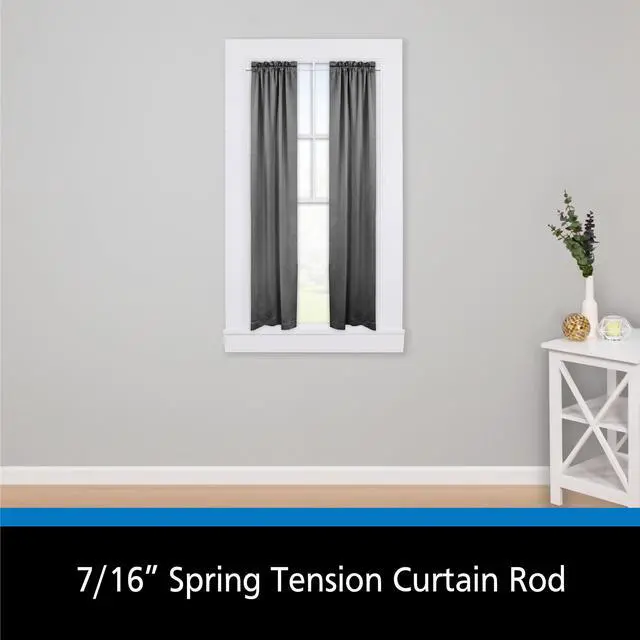 Alt view image 6 of 6 - (2 pack) Mainstays Adjustable Spring Tension Curtain Rod, 7/16 in, 18-28 in, Chrome