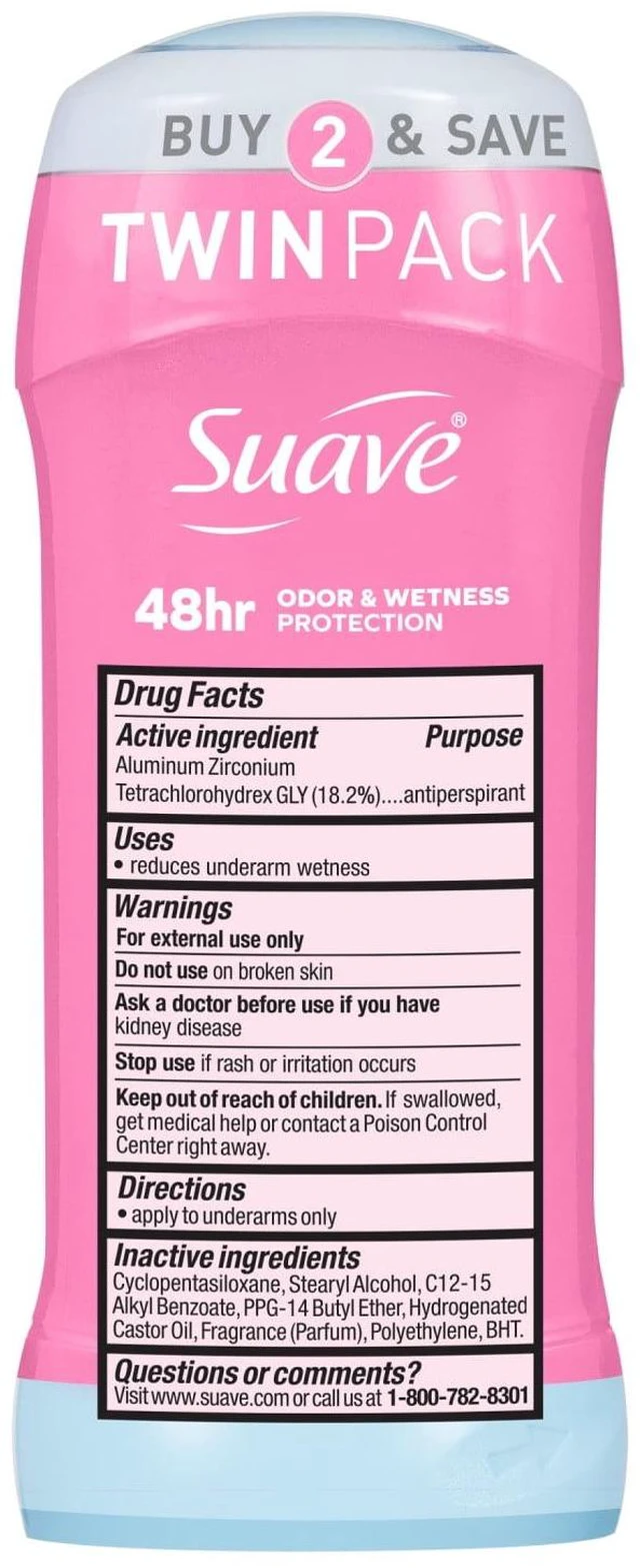 Alt view image 4 of 6 - Suave Antiperspirant Deodorant For Women, 48hr Protection, Powder, 2.6 oz, Twin Pack