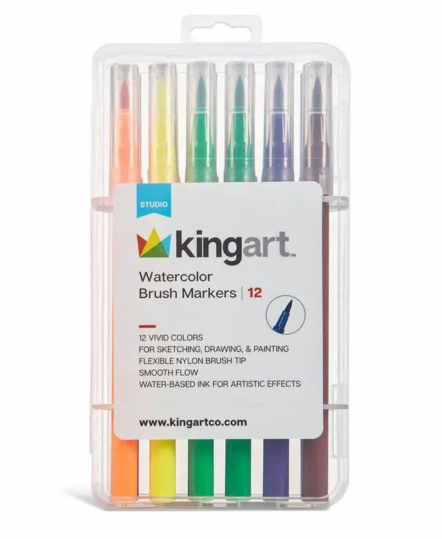 Alt view image 2 of 6 - KINGART Studio, Watercolor Brush Markers, 12 Colors