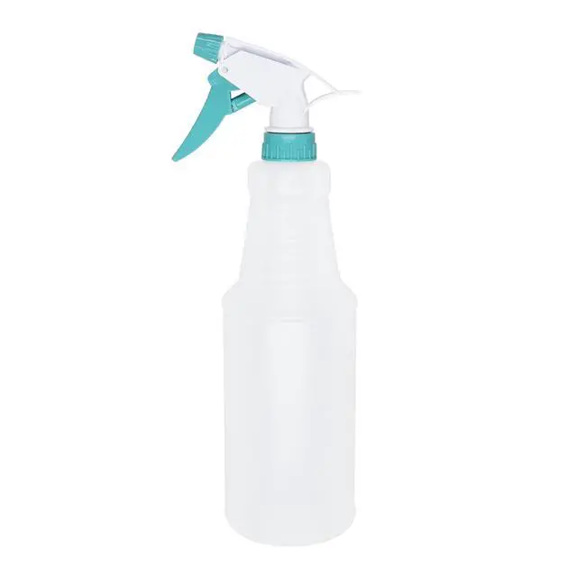 Alt view image 7 of 7 - (4 pack) Mainstays Plastic Clear Spray Bottle with Teal Lid and Nozzle, 28 oz.