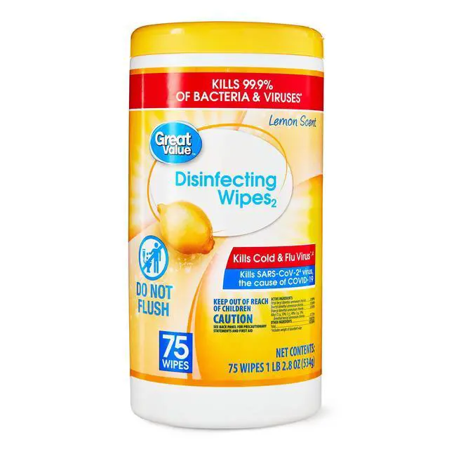 Alt view image 2 of 6 - Great Value Lemon Scent Disinfecting Wipes, 1 Lbs, 5.5 oz, 75 Count