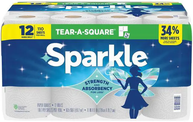 Alt view image 6 of 7 - Sparkle Tear-A-Square Paper Towels, 12 Double Rolls, 110 Sheets per Roll