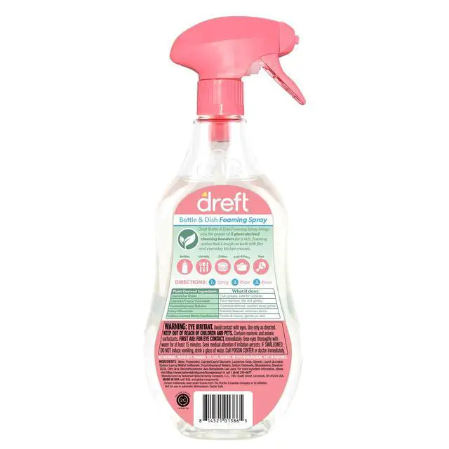 Alt view image 6 of 7 - Dreft Foaming Baby Bottle and Dish Cleaning Spray, Plant-Derived Formula, 18 Fl Oz