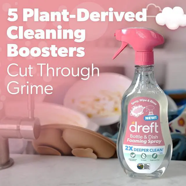 Alt view image 3 of 7 - Dreft Foaming Baby Bottle and Dish Cleaning Spray, Plant-Derived Formula, 18 Fl Oz