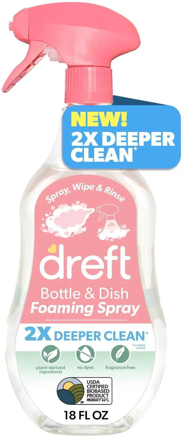 Main image of Dreft Foaming Baby Bottle and Dish Cleaning Spray, Plant-Derived Formula, 18 Fl Oz