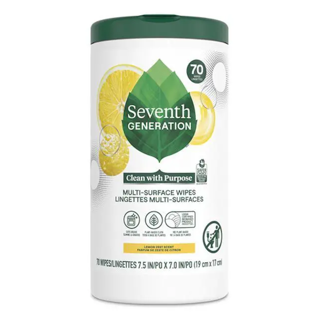 Alt view image 2 of 7 - Seventh Generation Multi Surface All Purpose Cleaning Wipes, Lemon Zest, 70 Count