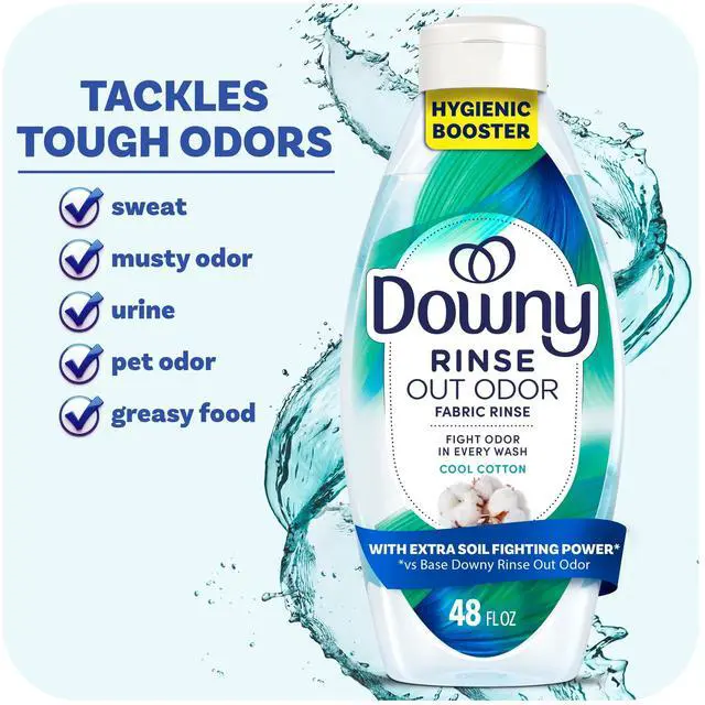Main image of Downy Rinse Out Odor Laundry Rinse, Tackles Tough Odors and Refreshes, Cool Cotton Scent, 48 fl oz