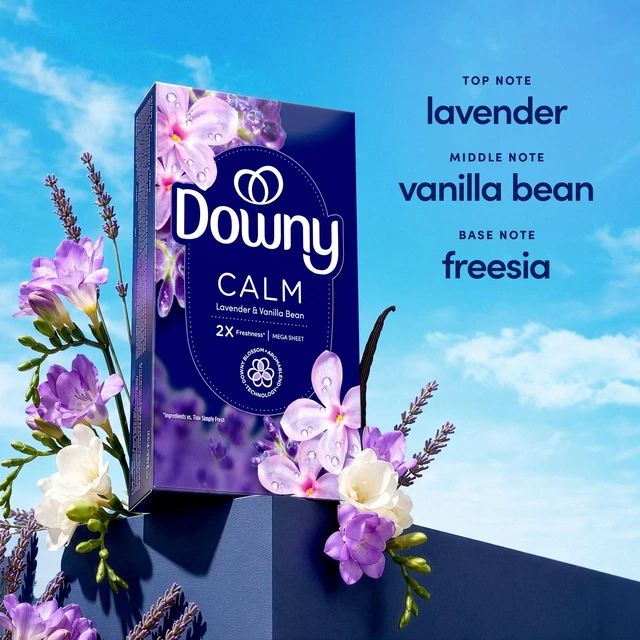 Alt view image 2 of 6 - Downy CALM, Mega Dryer Sheets, Lavender and Vanilla Bean, 80 Count