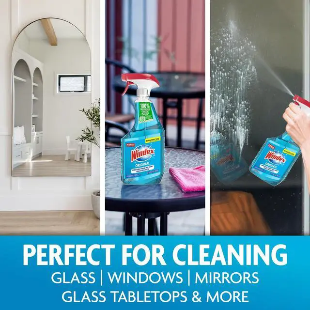 Alt view image 6 of 6 - (2 pack) Windex Glass, Window, and Mirror Cleaner, Original Blue, Spray Bottle, 32 fl oz.