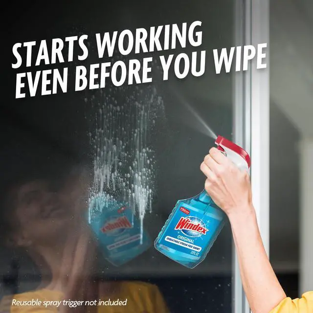 Alt view image 5 of 6 - (2 pack) Windex Glass, Window, and Mirror Cleaner, Original Blue, Spray Bottle, 32 fl oz.