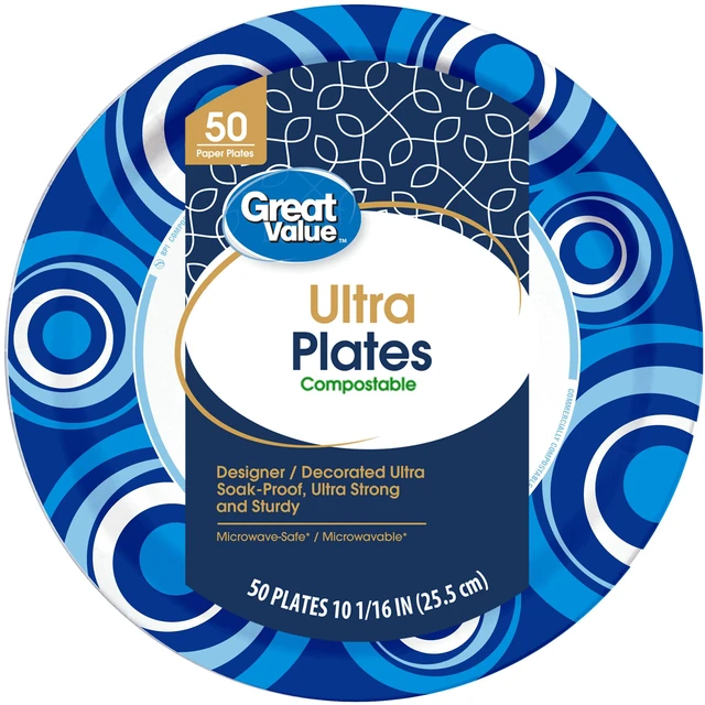 Alt view image 2 of 7 - Great Value Ultra Paper Plates, 10 in, 50 Count