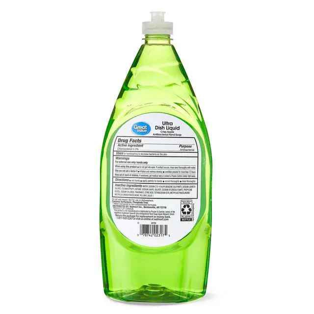 Alt view image 7 of 7 - (3 pack) Great Value Antibacterial Hand Soap Ultra Dish Liquid, Crisp Apple, 40 fl oz
