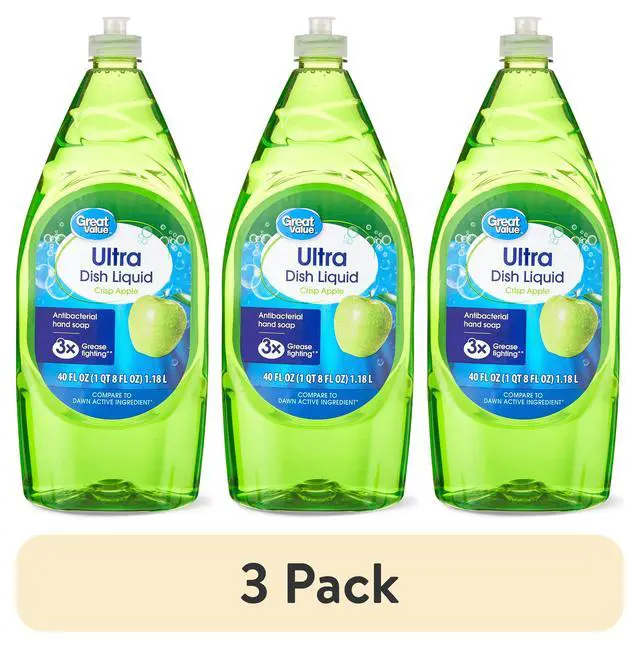 Alt view image 2 of 7 - (3 pack) Great Value Antibacterial Hand Soap Ultra Dish Liquid, Crisp Apple, 40 fl oz