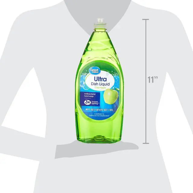 Alt view image 5 of 7 - (3 pack) Great Value Antibacterial Hand Soap Ultra Dish Liquid, Crisp Apple, 40 fl oz