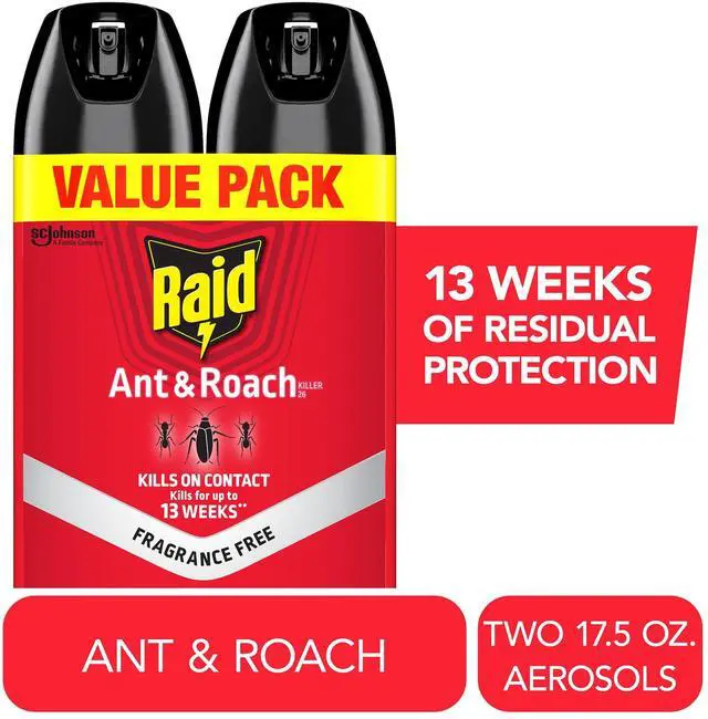 Main image of Raid Ant & Roach Insect Killer, Fragrance Free Bug Spray, Insect Spray, 17.5 oz, 2 Count
