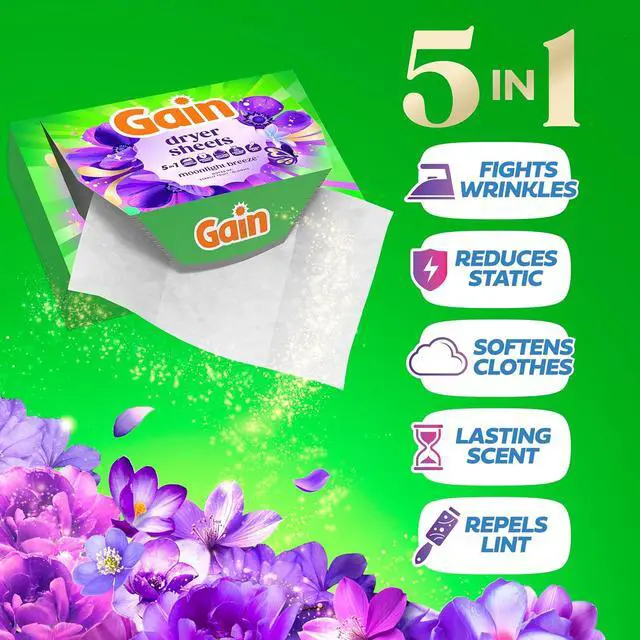 Alt view image 4 of 6 - Gain, Laundry Dryer Sheets, Fabric Softener Anti Static Sheets, Moonlight Breeze Scent, 240 Count (Packaging May Vary)