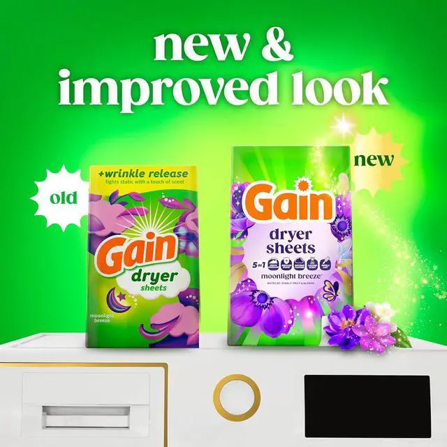 Alt view image 2 of 6 - Gain, Laundry Dryer Sheets, Fabric Softener Anti Static Sheets, Moonlight Breeze Scent, 240 Count (Packaging May Vary)