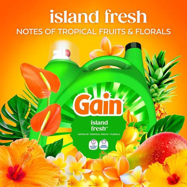 Alt view image 3 of 6 - Gain Liquid Laundry Detergent, With Odor Defense, Island Fresh Scent, Laundry Soap For HE Washing Machines, 132 fl oz, 100 Loads (Packaging May Vary)