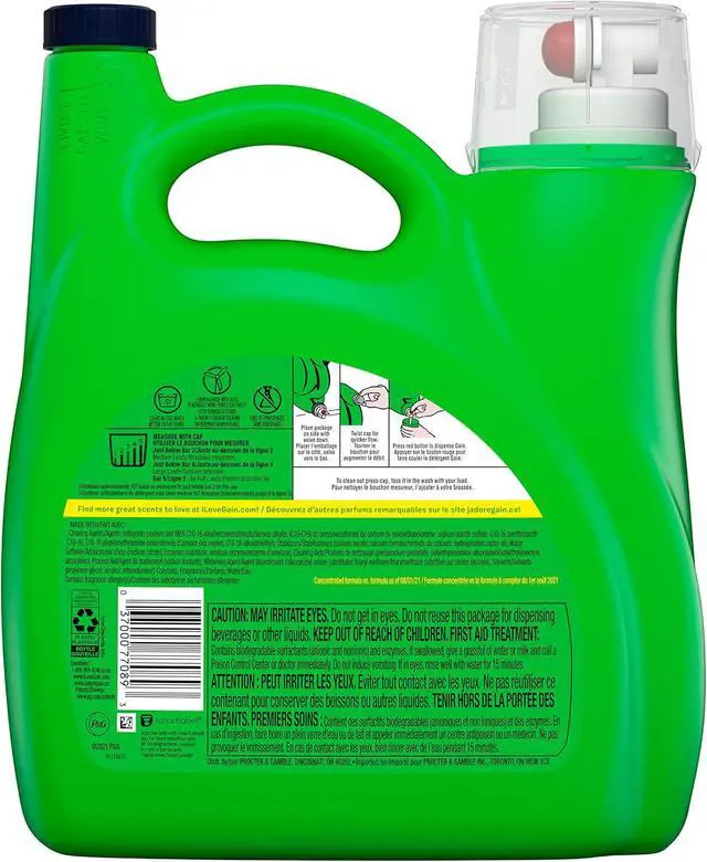 Alt view image 6 of 6 - Gain Liquid Laundry Detergent, With Odor Defense, Island Fresh Scent, Laundry Soap For HE Washing Machines, 132 fl oz, 100 Loads (Packaging May Vary)