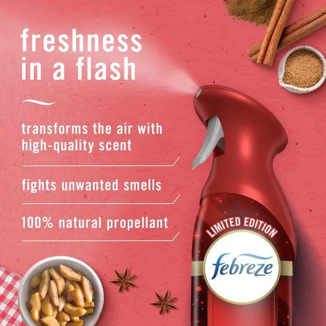 Alt view image 4 of 7 - Febreze Air Mist Air Freshener Spray, Odor-Fighting, Baked Cinnamon Apples Scent, 8.8oz, 2 Count, for Home, Bathroom, Kitchen