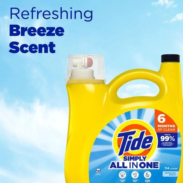Alt view image 4 of 7 - Tide Simply All-In-One Liquid Laundry Detergent, Refreshing Breeze Scent, 128 Loads, 168 fl oz