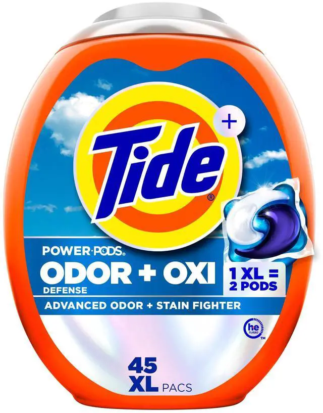 Main image of Tide Odor Defense + Oxi Laundry Detergent Pacs, 45 Count, Original Scent, Advanced Odor + Stain Fighter