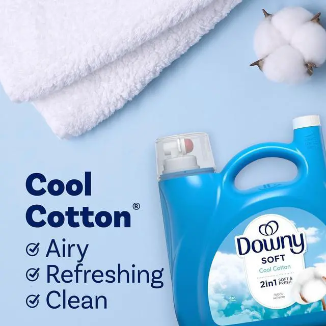 Alt view image 6 of 7 - Downy Soft 2 in 1 Soft and Fresh Cool Cotton Liquid Fabric Softener, 140 fl oz, 190 Loads