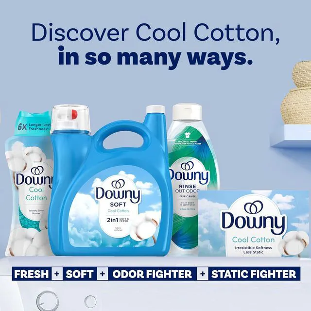 Alt view image 5 of 7 - Downy Soft 2 in 1 Soft and Fresh Cool Cotton Liquid Fabric Softener, 140 fl oz, 190 Loads