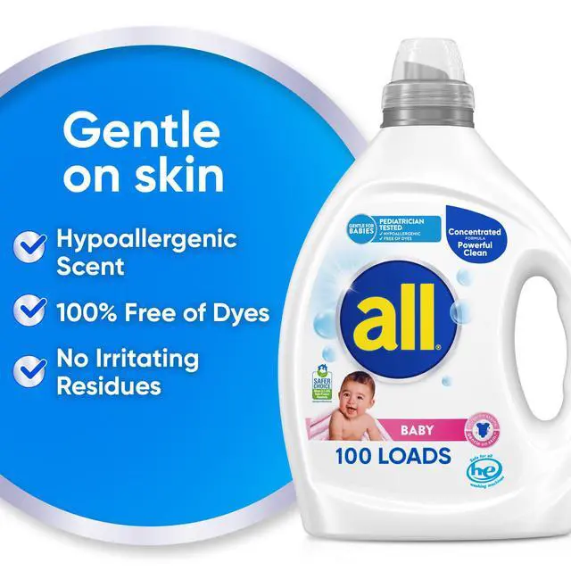 Alt view image 4 of 6 - All Liquid Laundry Detergent, Baby Powder Scent, 75fl oz, 100 Loads