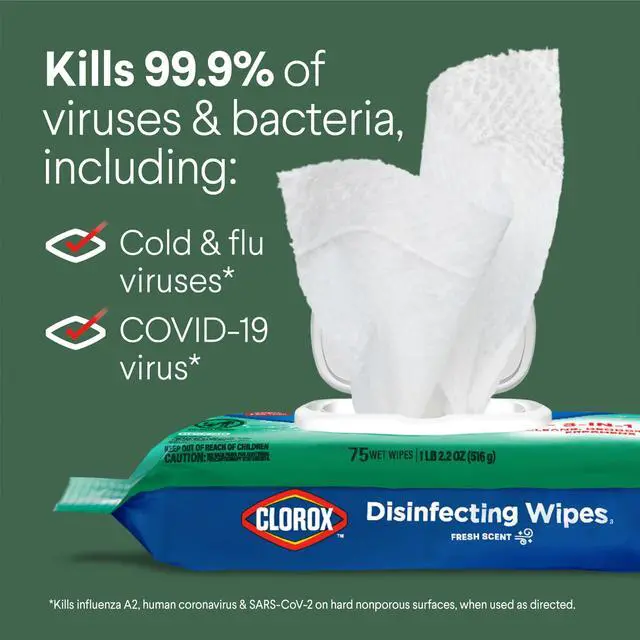 Alt view image 2 of 6 - Clorox Disinfecting Wipes, Fresh Scent, 75 Count, 3 Pack