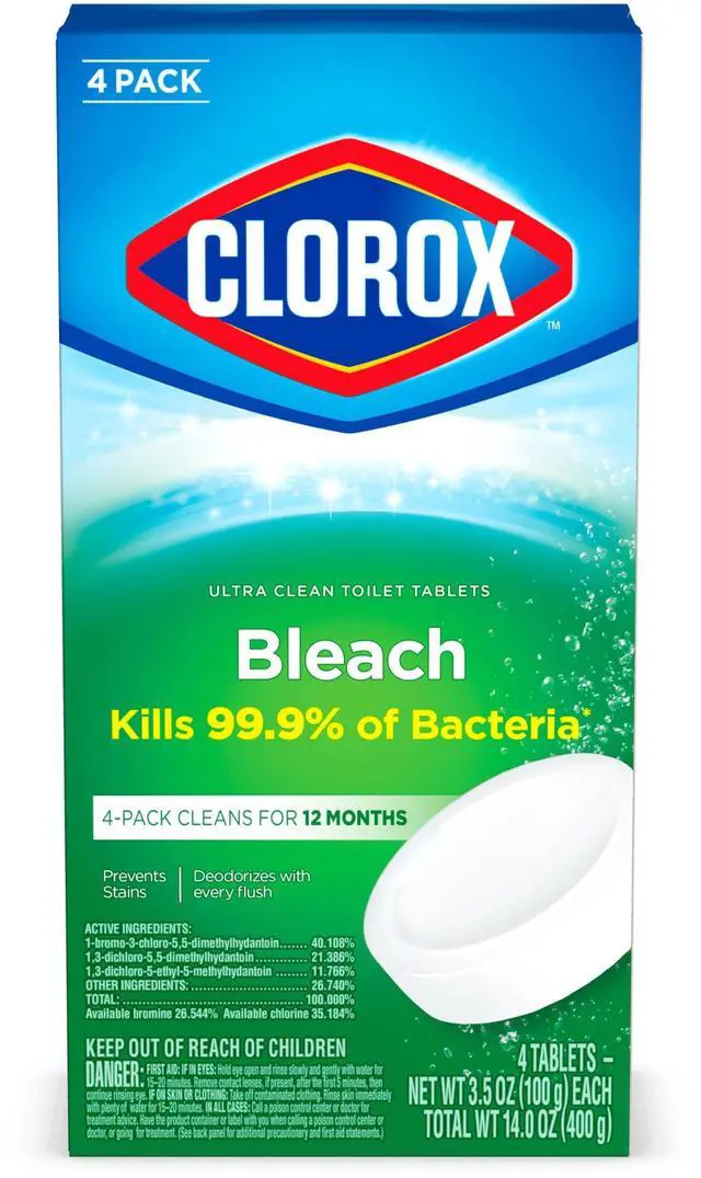Main image of Clorox Ultra Clean Bleach Toilet Tablets, 4Count, 3.5Ounces Each (Package May Vary)