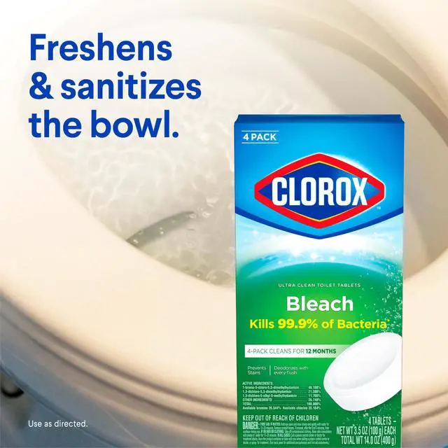 Alt view image 6 of 6 - Clorox Ultra Clean Bleach Toilet Tablets, 4Count, 3.5Ounces Each (Package May Vary)