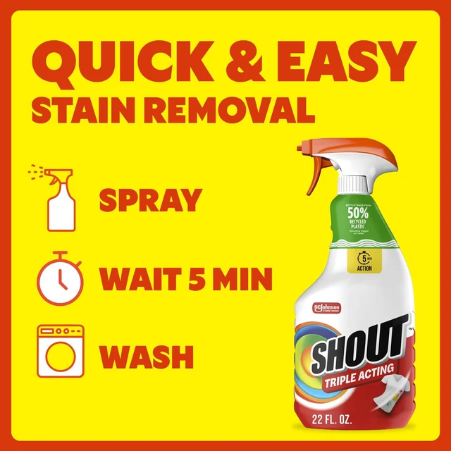 Alt view image 7 of 7 - Shout Active Enzyme Laundry Stain Remover Spray, Triple-Acting Formula Clings, Penetrates, and Lifts 100+ Types of Everyday Stains, 22oz (Pack of 2)