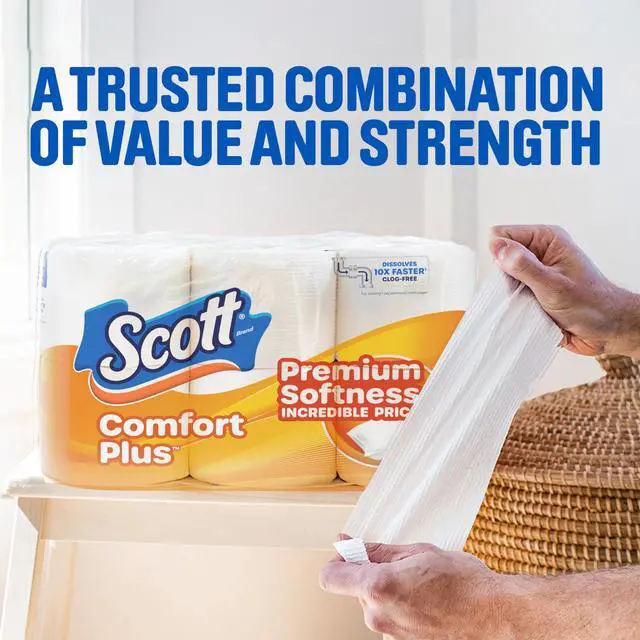 Alt view image 3 of 6 - Scott ComfortPlus 1-Ply Toilet Tissue, 12 Triple Rolls, 231 Sheets per Roll, Septic-Safe