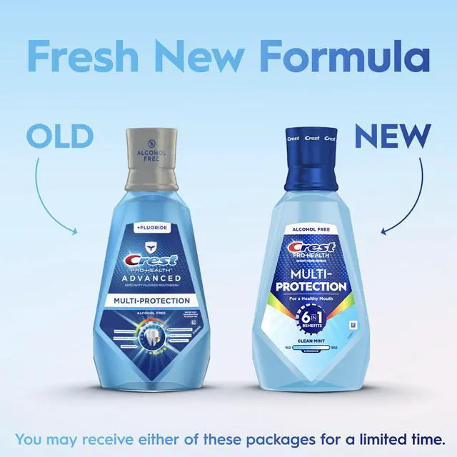 Alt view image 4 of 6 - Crest Pro Health Multi-Protection Mouthwash 1L 2 Pack, Alcohol Free, Fluoride, Enamel Repair, Breath Freshener, Anti Cavity, Bad Breath Treatment for Adults, with CPC