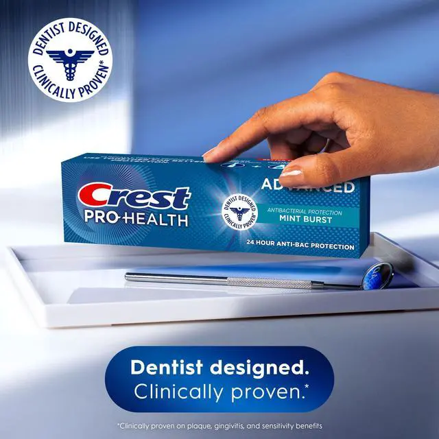 Alt view image 3 of 7 - Crest Pro-Health Advanced Antibacterial Protection Toothpaste, 5oz, 4 Pack - Teeth Whitening, Breath Freshener, for Sensitive Teeth, Gum Health, Gingivitis, Travel Size
