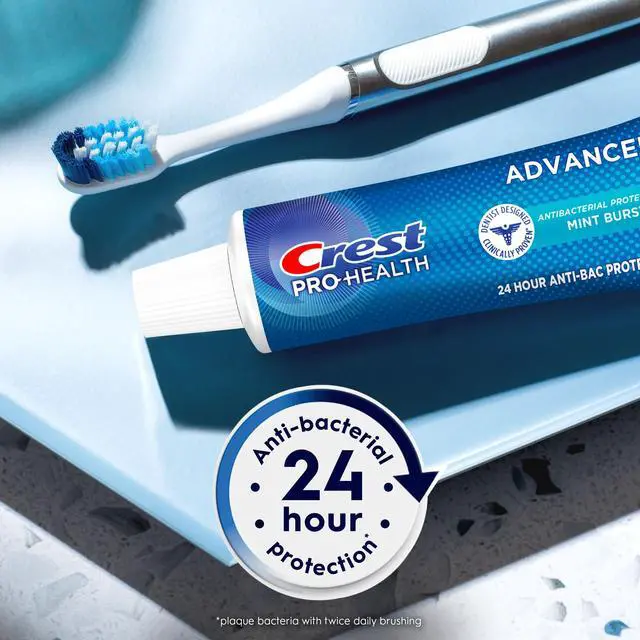 Alt view image 6 of 7 - Crest Pro-Health Advanced Antibacterial Protection Toothpaste, 5oz, 4 Pack - Teeth Whitening, Breath Freshener, for Sensitive Teeth, Gum Health, Gingivitis, Travel Size