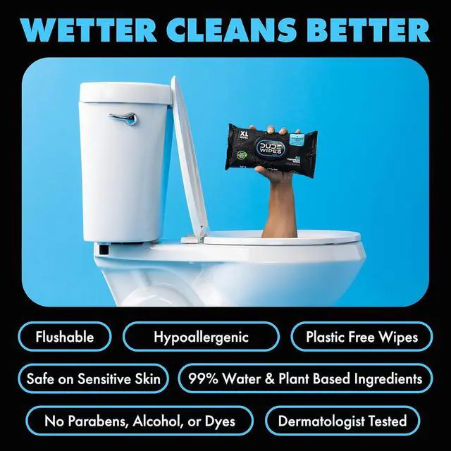 Alt view image 3 of 6 - DUDE Wipes Unscented Adult Flushable Wet Wipes, Sensitive Skin, 144 Count