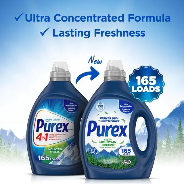 Alt view image 4 of 6 - Purex Liquid Detergent Fresh Mountain Breeze 82.5 Fl Oz 165 Loads